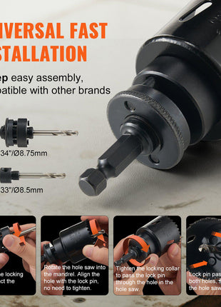 Universal fast installation tool with black finish, metal construction, and orange accents for easy assembly.