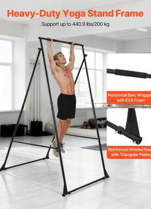 Yoga Stand Frame, Max 440.9 lbs Load Swing Stand, Triangular Structure Yoga Aerial Rig, Aerial Silk Stands with EVA Foam, 4-Level Horizontal & 6-Level Vertical Adjustment, Multi-Functional