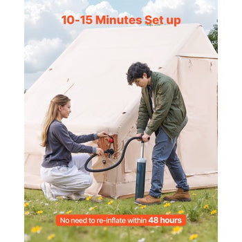 Inflatable Tents for Camping, 4-6 Person Easy Setup Blow up Tent with Hand Pump, 300D Oxford 4 Season Glamping Tent with Stove Jack 2 Doors & 4 Mesh Windows, Storage Bag Included for Easy Taking
