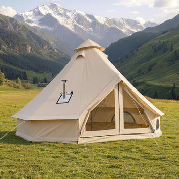 Oxford Bell Tent, 4 Seasons 13.12 ft Yurt Tent for Camping with Stove Jack, Waterproof Breathable Holds up to 4 People with Zipped Detachable Floor, Family Camping Glamping Outdoor Hunting Party