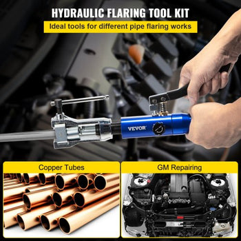 Hydraulic Flaring Tool Kit, 45° Double Flaring Tool, Brake Repair Brake Flaring Tools for 3/16"-1/2", Brake Flare Tool with Tube Cutter and Deburrer, 32 PCS Tube Flaring Tools for Copper Lines