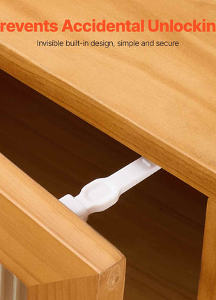 Cabinet Latch Locks, 12 Pack Child Safety Cabinet Locks, No Drilling or Tools Required Adhesive Cabinet Latch, Invisible Baby Proofing Child Proof Cabinet Locks for Drawers and Cabinets, White