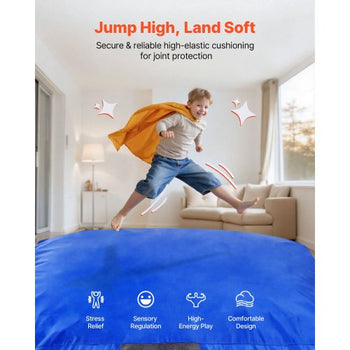 Crash Pad, 5 x 5 ft Crash Pad for Kids Sensory with Foam Blocks and Washable Cover, Large Soft Foam Landing Zone Giant Pillow Mat, Sensory Room Equipment for Children Jumping, Relaxing & Play