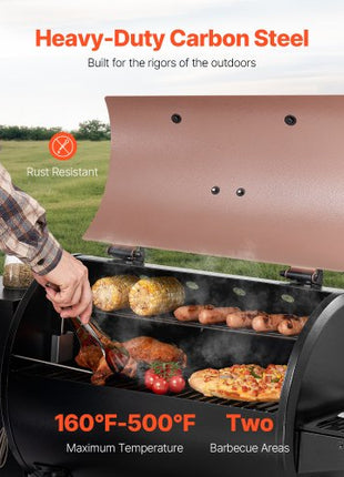 Wood Pellet Grill Smoker, 8 in 1 BBQ Grills for Outdoor Cooking, 456 Square Inches Cook Area Electric Grill and Smoker, with Digital Controller, Meat Probe, 500°F Max Temperature, Black
