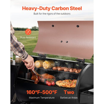 Wood Pellet Grill Smoker, 8 in 1 BBQ Grills for Outdoor Cooking, 456 Square Inches Cook Area Electric Grill and Smoker, with Digital Controller, Meat Probe, 500°F Max Temperature, Black