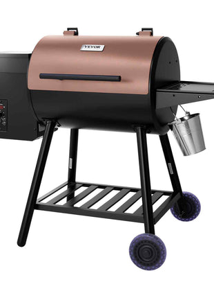 Wood Pellet Grill Smoker, 8 in 1 BBQ Grills for Outdoor Cooking, 456 Square Inches Cook Area Electric Grill and Smoker, with Digital Controller, Meat Probe, 500°F Max Temperature, Black