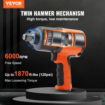 Air Impact Wrench, 3/4-Inch Drive Air Impact Gun, Up to 1870ft-lbs Nut-busting Torque, Composite Pneumatic Impact Wrench for Auto Repairs and Maintenance Heavy Duty