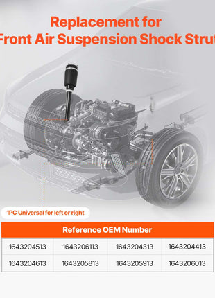 Front Air Suspension Struts Shock Absorbers, Compatible With Mercedes Benz W164 Front Without ADS (2005-2011) GL350 GL450, Replacement for 1643204513 1643206113 1643204313 1643204413 1643204613
