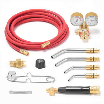 Air Acetylene Torch Kit, Acetylene Gas Welding Tool with 11.8FT Rubber Hose, 4 Welding Tips & CGA200 Regulator, Swirl Frame Gas Brazing Torch Kit for Home DIY and Industrial Metalworking