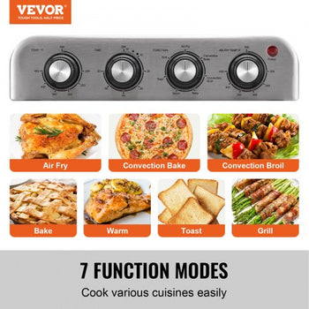 7-IN-1 Air Fryer Toaster Oven, 18L Convection Oven, 1700W Stainless Steel Toaster Ovens Countertop Combo with Grill, Pizza Pan, Gloves, 6 Slices Toast, 12-inch Pizza, Home and Commercial Use