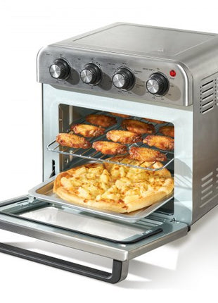 7-IN-1 Air Fryer Toaster Oven, 18L Convection Oven, 1700W Stainless Steel Toaster Ovens Countertop Combo with Grill, Pizza Pan, Gloves, 6 Slices Toast, 12-inch Pizza, Home and Commercial Use