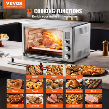 13-IN-1 Air Fryer Toaster Oven, 28L/29.6Qt Convection Oven, 1800W 2-Tier Toaster Ovens Countertop Combo with Wire Racks, Pizza Pan, Gloves, Home and Commercial Use