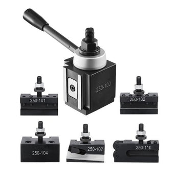 Quick Change Tool Post Set, 6 Pcs, Includes Lathe Tool Holders, Piston Type Tool Post with Turning Tool Holder Accessories, Fit for Mini Lathe & Metal Lathe 6"-12" Swing, Durable Steel Material