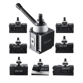 Quick Change Tool Post Set, 8 Pcs, Includes Lathe Tool Holders, Piston Type Tool Post with Turning Tool Holder Accessories, for Mini Lathe & Metal Lathe 10"-15" Swing, Durable Steel Material