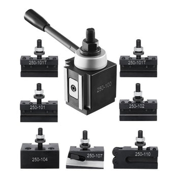 Quick Change Tool Post Set, 8 Pcs, Includes Lathe Tool Holders, Wedge Type Tool Post with Turning Tool Holder Accessories, Fit for Mini Lathe & Metal Lathe 6"-12" Swing, Durable Steel Material