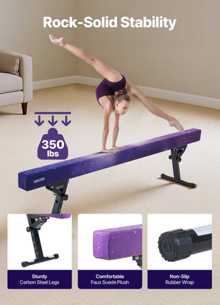 Adjustable Balane Beam for Kids, 8FT Gymnastics Beam, High and Low Floor Beams of 5 Adjustable Heights for All Gymnastic Levels, Professional Gymnastic Equipment for Home and Gym Center, Galaxy