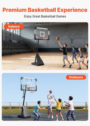 Portable Basketball Stand, 8.04 to 10 ft Height Adjustment Basketball Hoop & Goal, Basketballs Hoop Outdoor with 44 inch PC Backboard for Kids, Adults in Schools, Parks, Indoor & Outdoor Use