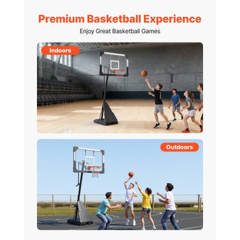Portable Basketball Stand, 8.04 to 10 ft Height Adjustment Basketball Hoop & Goal, Basketballs Hoop Outdoor with 44 inch PC Backboard for Kids, Adults in Schools, Parks, Indoor & Outdoor Use