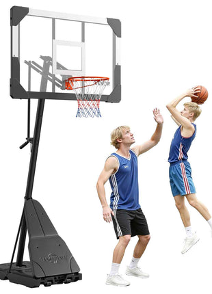 Portable Basketball Stand, 8.04 to 10 ft Height Adjustment Basketball Hoop & Goal, Basketballs Hoop Outdoor with 44 inch PC Backboard for Kids, Adults in Schools, Parks, Indoor & Outdoor Use