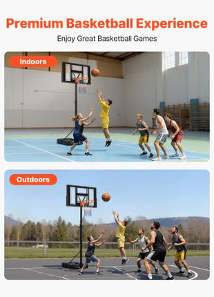 Portable Basketball Stand, 4.4 ft to 10 ft Height Adjustment Basketball Hoop & Goal, Adjustable Basketballs Goal System with Built-in Rolling Wheels for Kids, Teens, Adults in Driveways, Pools