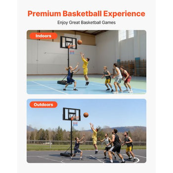 Portable Basketball Stand, 4.4 ft to 10 ft Height Adjustment Basketball Hoop & Goal, Adjustable Basketballs Goal System with Built-in Rolling Wheels for Kids, Teens, Adults in Driveways, Pools