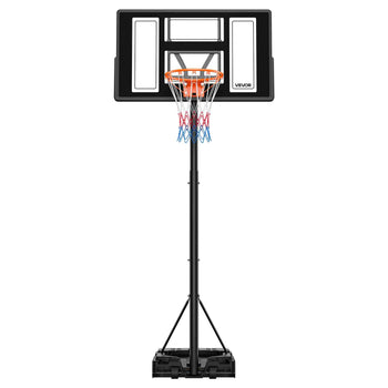 Portable Basketball Stand, 4.4 ft to 10 ft Height Adjustment Basketball Hoop & Goal, Adjustable Basketballs Goal System with Built-in Rolling Wheels for Kids, Teens, Adults in Driveways, Pools
