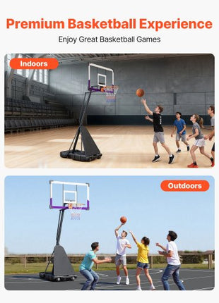 Portable Basketball Stand, 10 ft Height Adjustment Basketball Hoop & Goal, Basketballs Hoop Outdoor with 48 inch PC Backboard for Kids, Adults in Schools, Parks,  Indoor & Outdoor Use