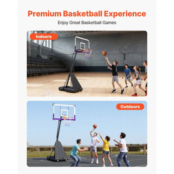 Portable Basketball Stand, 10 ft Height Adjustment Basketball Hoop & Goal, Basketballs Hoop Outdoor with 48 inch PC Backboard for Kids, Adults in Schools, Parks,  Indoor & Outdoor Use