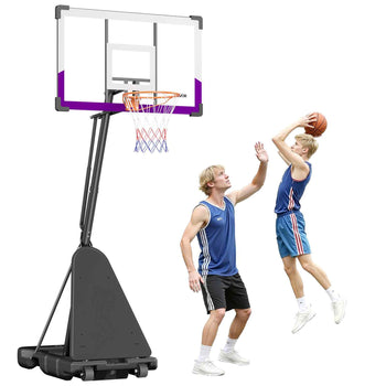 Portable Basketball Stand, 10 ft Height Adjustment Basketball Hoop & Goal, Basketballs Hoop Outdoor with 48 inch PC Backboard for Kids, Adults in Schools, Parks,  Indoor & Outdoor Use
