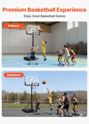 Portable Basketball Stand, 10 ft Height Adjustment Basketball Hoop & Goal, Portable Basketballs Hoop with 48 inch PC Backboard & Wheels for Kids, Teens, Adults in Driveways, Pools, Schools