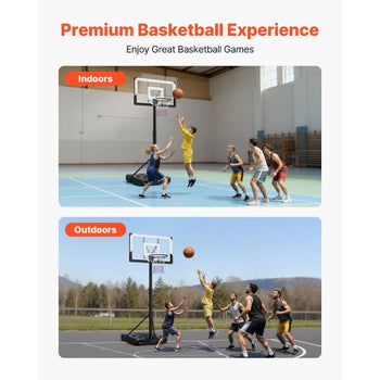 Portable Basketball Stand, 10 ft Height Adjustment Basketball Hoop & Goal, Portable Basketballs Hoop with 48 inch PC Backboard & Wheels for Kids, Teens, Adults in Driveways, Pools, Schools