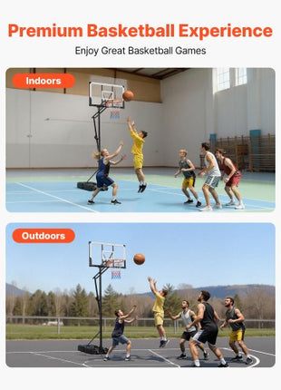 Portable Basketball Stand, 5.25 to 10 ft Height Adjustment Basketball Hoop & Goal, Portable Basketballs Hoop with 48 inch PC Backboard & Wheels for Kids, Teens, Adults in Driveways, Pools