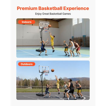 Portable Basketball Stand, 5.25 to 10 ft Height Adjustment Basketball Hoop & Goal, Portable Basketballs Hoop with 48 inch PC Backboard & Wheels for Kids, Teens, Adults in Driveways, Pools