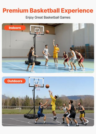 Portable Basketball Stand, 10 ft Height Adjustment Basketball Hoop & Goal, Portable Basketballs Hoop with 54 inch PC Backboard & Wheels for Kids, Teens, Adults in Driveways, Pools, Schools