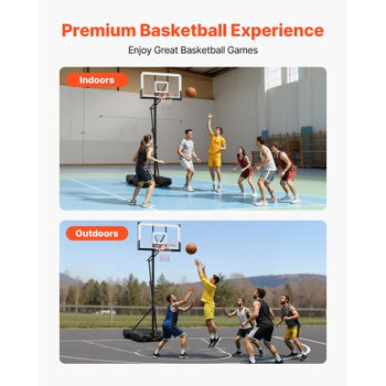 Portable Basketball Stand, 10 ft Height Adjustment Basketball Hoop & Goal, Portable Basketballs Hoop with 54 inch PC Backboard & Wheels for Kids, Teens, Adults in Driveways, Pools, Schools