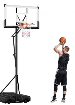 Portable Basketball Stand, 10 ft Height Adjustment Basketball Hoop & Goal, Portable Basketballs Hoop with 54 inch PC Backboard & Wheels for Kids, Teens, Adults in Driveways, Pools, Schools