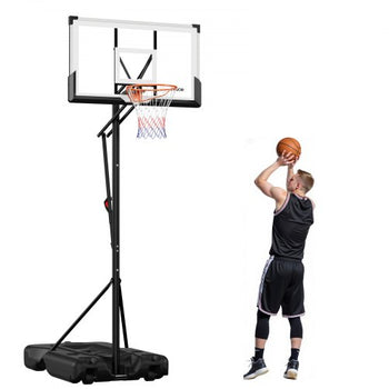 Portable Basketball Stand, 10 ft Height Adjustment Basketball Hoop & Goal, Portable Basketballs Hoop with 54 inch PC Backboard & Wheels for Kids, Teens, Adults in Driveways, Pools, Schools
