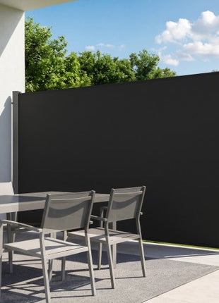 Retractable Side Awning, 71" x 118" Patio Retractable Side Screen with 180 g/m² Polyester Fabric, Waterproof Sunshade Outdoor Privacy Screen Room Divider for Garden, Balcony, Pools, Deck, Black