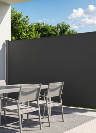 Retractable Side Awning, 71" x 118" Patio Retractable Side Screen with 180 g/m² Polyester Fabric, Waterproof Sunshade Outdoor Privacy Screen Room Divider for Garden, Balcony, Pools, Deck, Gray