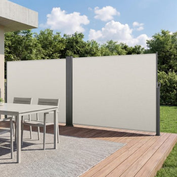 Retractable Side Awning, 71" x 236" Patio Retractable Side Screen with 180 g/m² Polyester Fabric, Waterproof Sunshade Outdoor Privacy Screen Room Divider for Garden, Balcony, Pools, Deck, Beige