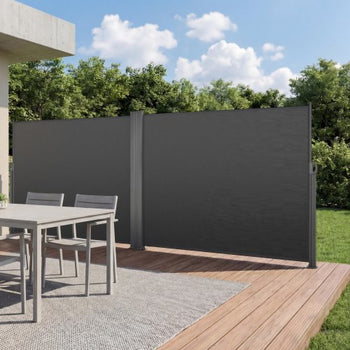 Retractable Side Awning, 71" x 236" Patio Retractable Side Screen with 180 g/m² Polyester Fabric, Waterproof Sunshade Outdoor Privacy Screen Room Divider for Garden, Balcony, Pools, Deck, Gray