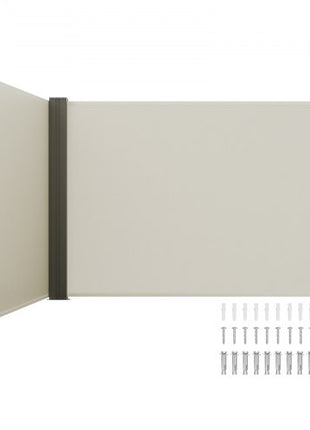 Retractable Side Awning, 79''x 236'' Outdoor Privacy Screen, 180g Polyester Water-proof Retractable Patio Screen, UV 30+ Room Divider Wind Screen for Patio, Backyard, Balcony, Beige