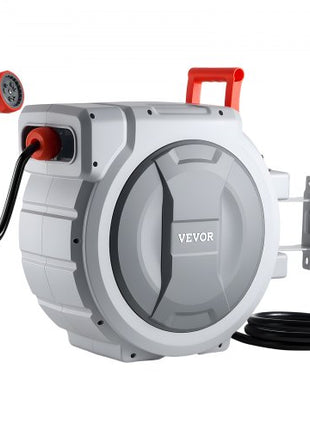 Retractable Garden Hose Reel, 1/2 in x 130 ft, Wall Mounted Hose Reel with 9-Function Sprayer Nozzle and 180° Swivel Bracket, Any Length Lock, Automatic Slow Rewind System, for Garden Watering