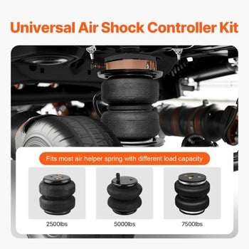 Air Shock Controller Kit, 12V 100PSI Wireless On Board Air Compressor System, App or Remote Control Air Ride Suspension Compressor Kit with Single Path System, Inflator & Air Line for Truck Van