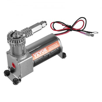 Air Shock Controller Kit, 12V 100PSI On Board Air Compressor System, Air Ride Suspension Compressor Kit with Single Path System, Pressure Gauge & Air Line for Trucks Vans