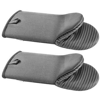 Oven Mitts, Mini Oven Mitt Set with Non-Slip Silicone Strips, High Heat Resistant to 500℉, Lightweight Cotton Baking Mitts 13.07 x 6.1 inch with 2 No-Marks Hooks for Home, Kitchen, 2 Piece