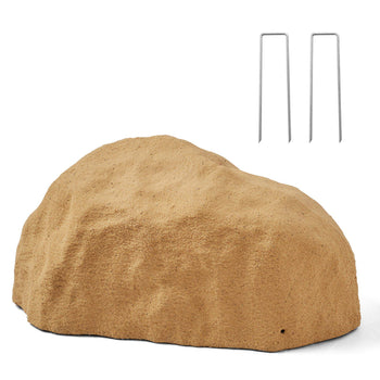 Faux Rock Cover, Outdoor Fake Rock Well Pump Cover, Realistic Natural Texture, Lightweight & Weather-Resistant Artificial Boulder for Landscaping Garden Yard Décor, Sand Yellow, Small Size