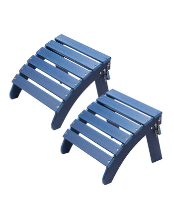 Adirondack Ottoman Set of 2, 18.7L x 18.9W x 13.8H Inch HDPE Plastic Folding Adirondack Ottoman, Weather-Resistant Foot Rest for Adirondack Chair, Used for Outside Porch Pool Lawn Backyard, Blue
