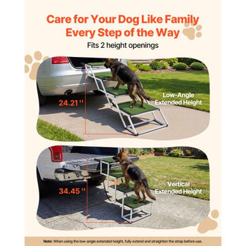 Dog Stairs for Car, 4 Steps Extra Wide Foldable Dog Ramp for Large Dogs with Non-Slip Surface, Portable Lightweight Pet Stairs Ladder for Car, SUV, Truck, High Bed, Sofa, Support up to 200 lbs