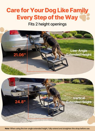 Dog Stairs for Car, 4 Steps Extra Wide Foldable Dog Ramp for Large Dogs with Non-Slip Surface, Portable Lightweight Pet Stairs Ladder for Car, SUV, Truck, High Bed, Sofa, Support up to 400 lbs